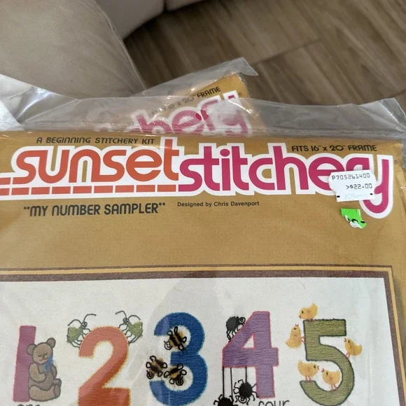 Vintage Sunset Stitchery ABC & Number Sampler Needlepoint Kits Sealed